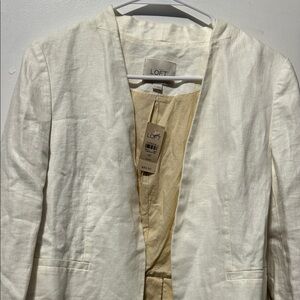 LOFT Cream Open-Front Blazer
